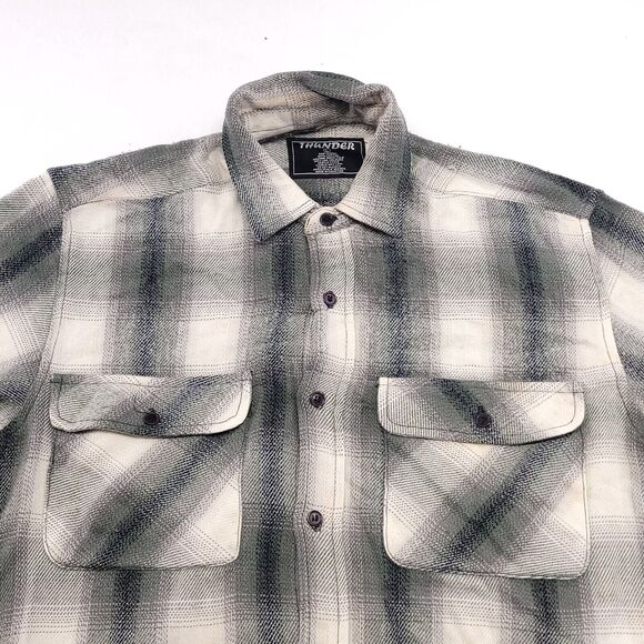 Thunder Casual Button Up Long Sleeve Shirt Mens Size Large L Green White - Picture 1 of 10
